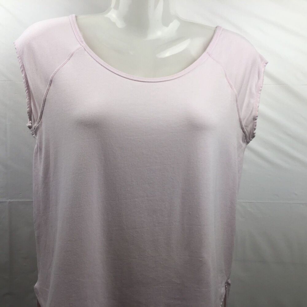 Zella Top Women XS Light Pink Cotton Stretch Cap Sleeve Round Hem Activewear Tee - Picture 2 of 11